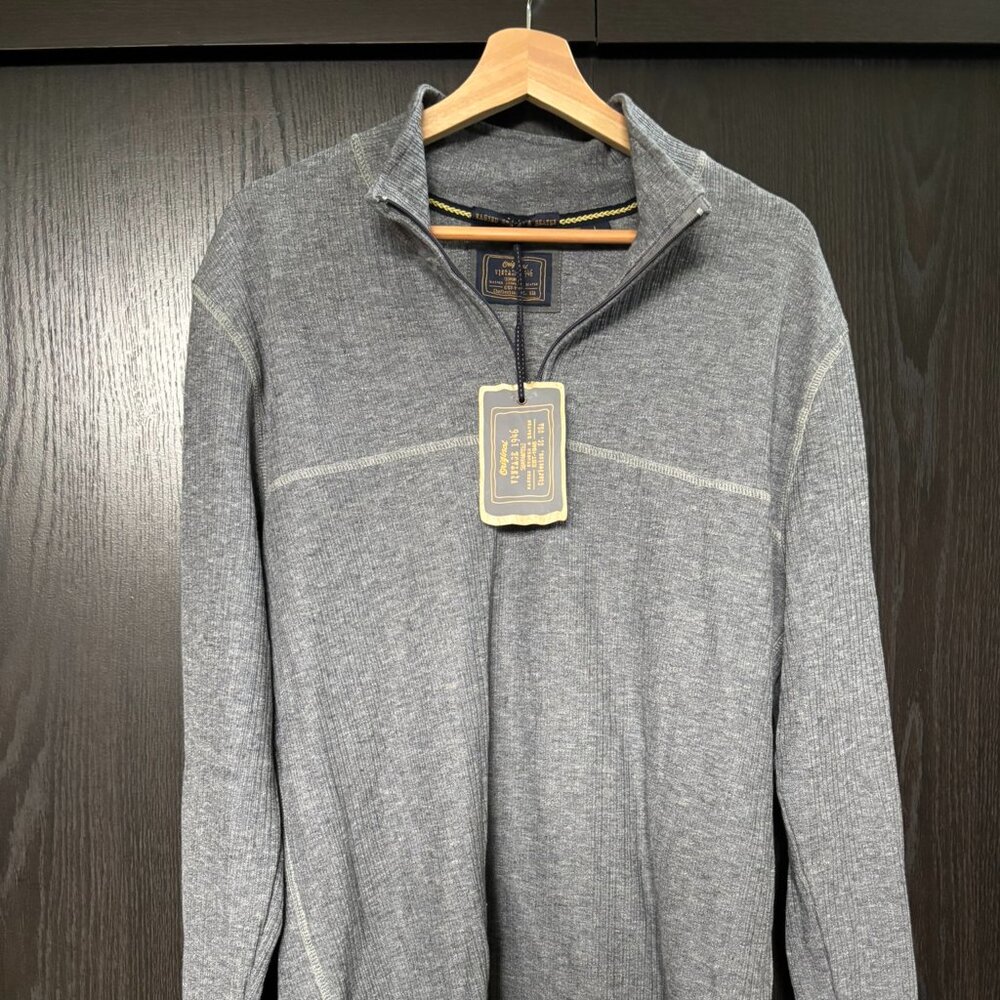 Original Vintage 1946 Men’s Quarter Zip Pullover Gray Ribbed Knit Sweater